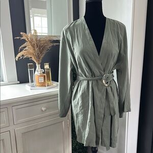 ZARA NWOT Green Belted Wrap Dress